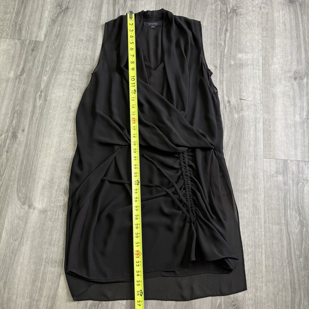 All Saints Cathea Dress Women Size 6 US, 38 EU Black Sleeveless Chiffon Drape - Picture 7 of 10